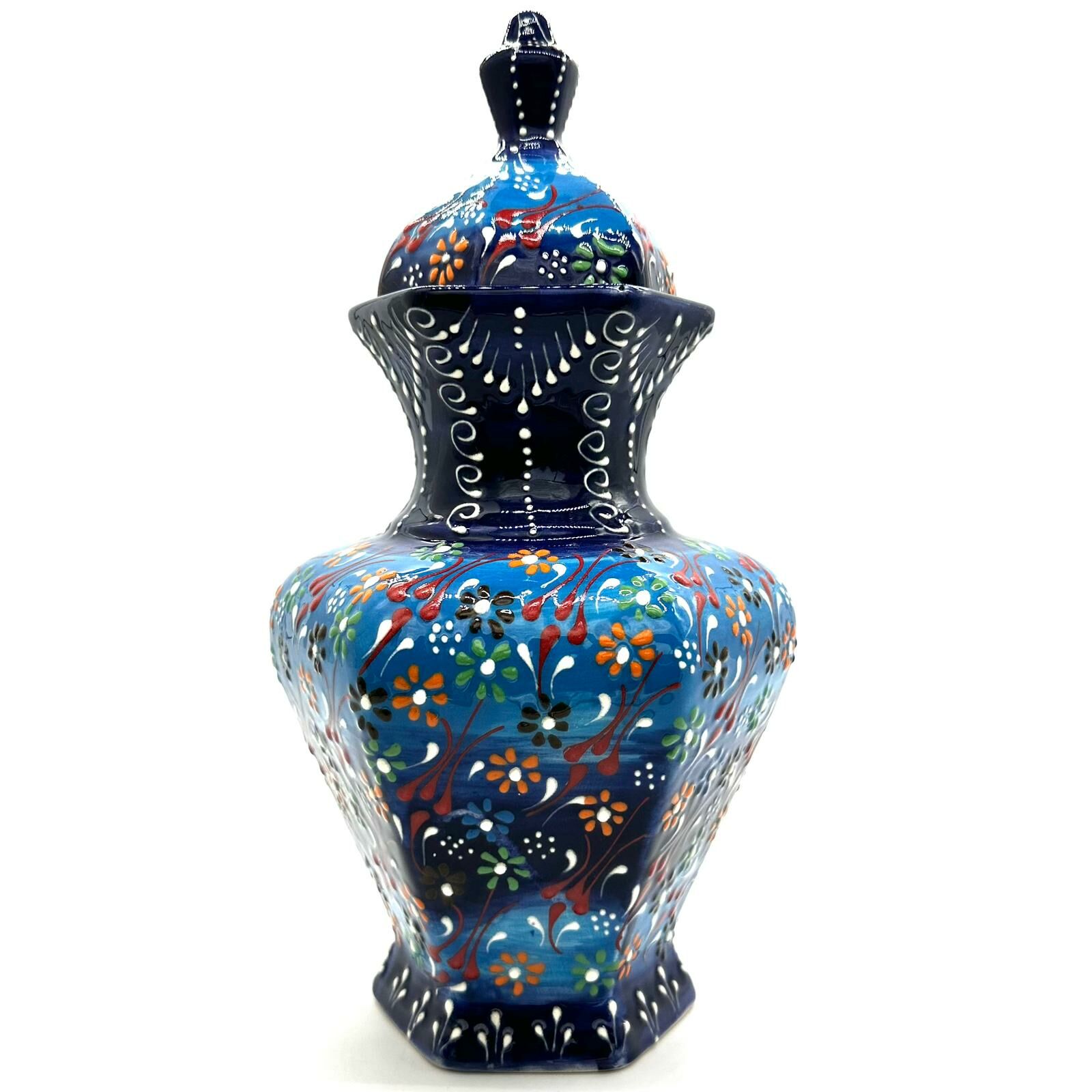 Oğuz Çini Dekoratif Ev Süsü 30cm Hediyelik Modern Seramik Kütahya Altıgen Küp