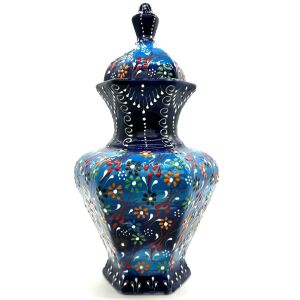 Oğuz Çini Dekoratif Ev Süsü 30cm Hediyelik Modern Seramik Kütahya Altıgen Küp