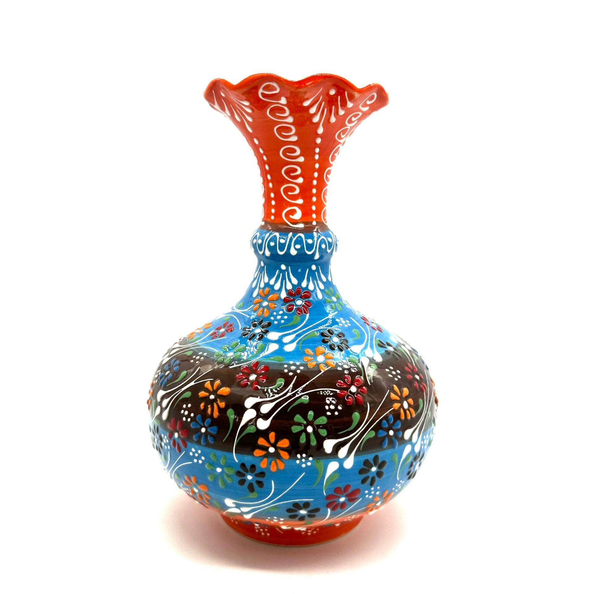 Oğuz Çini Dekoratif Ev Süsü 25cm Hediyelik Modern Seramik Kütahya Geniş vazo