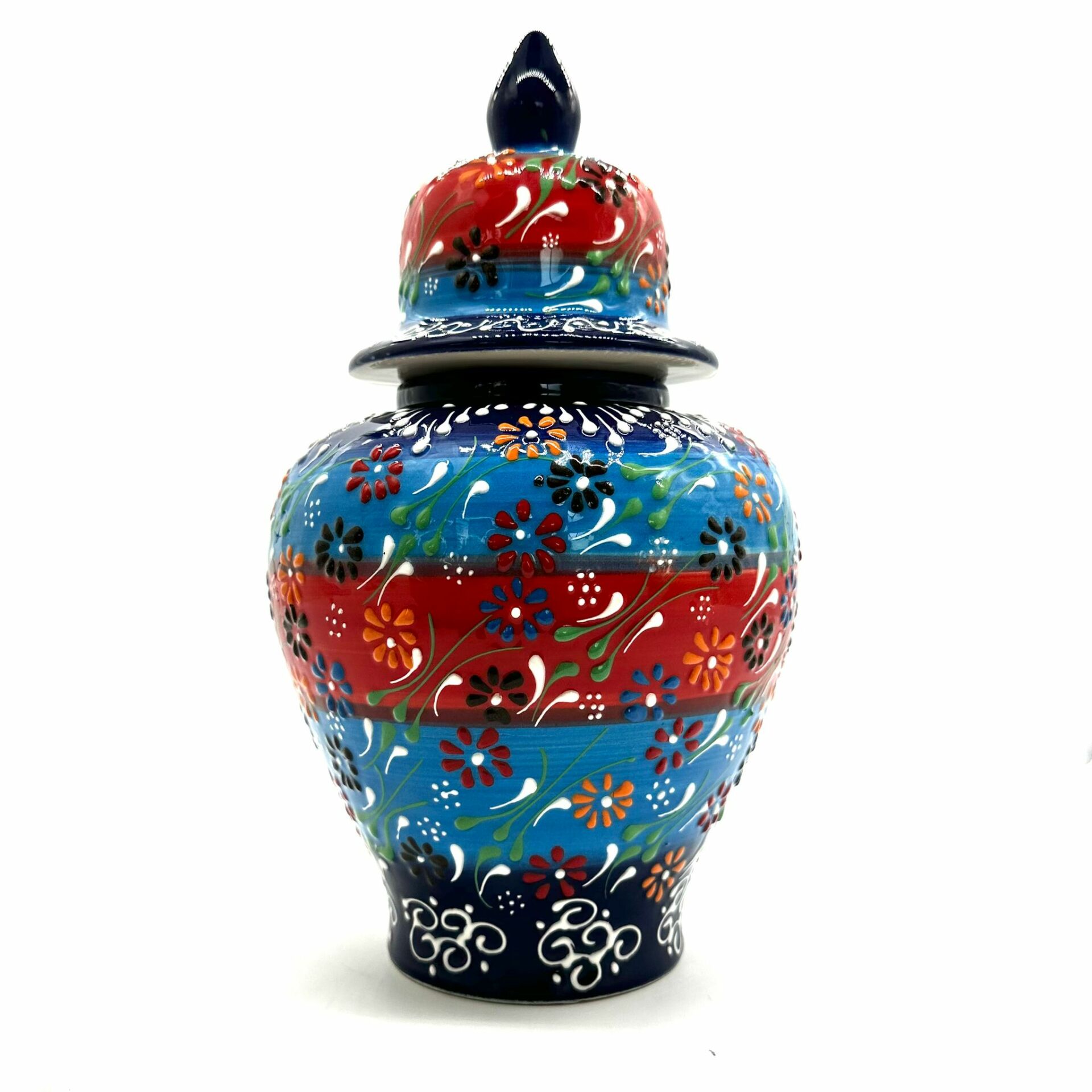 Oğuz Çini Dekoratif Şık 30cm Hediyelik Modern Seramik Kütahya El İşlemesi  Altıgen Küp