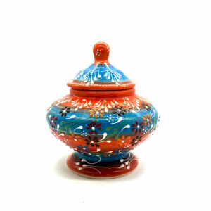 Oğuz Çini 20cm Dekoratif Şık Ev Süsü Modern Seramik Kütahya El İşlemesi Özel Şekerlik