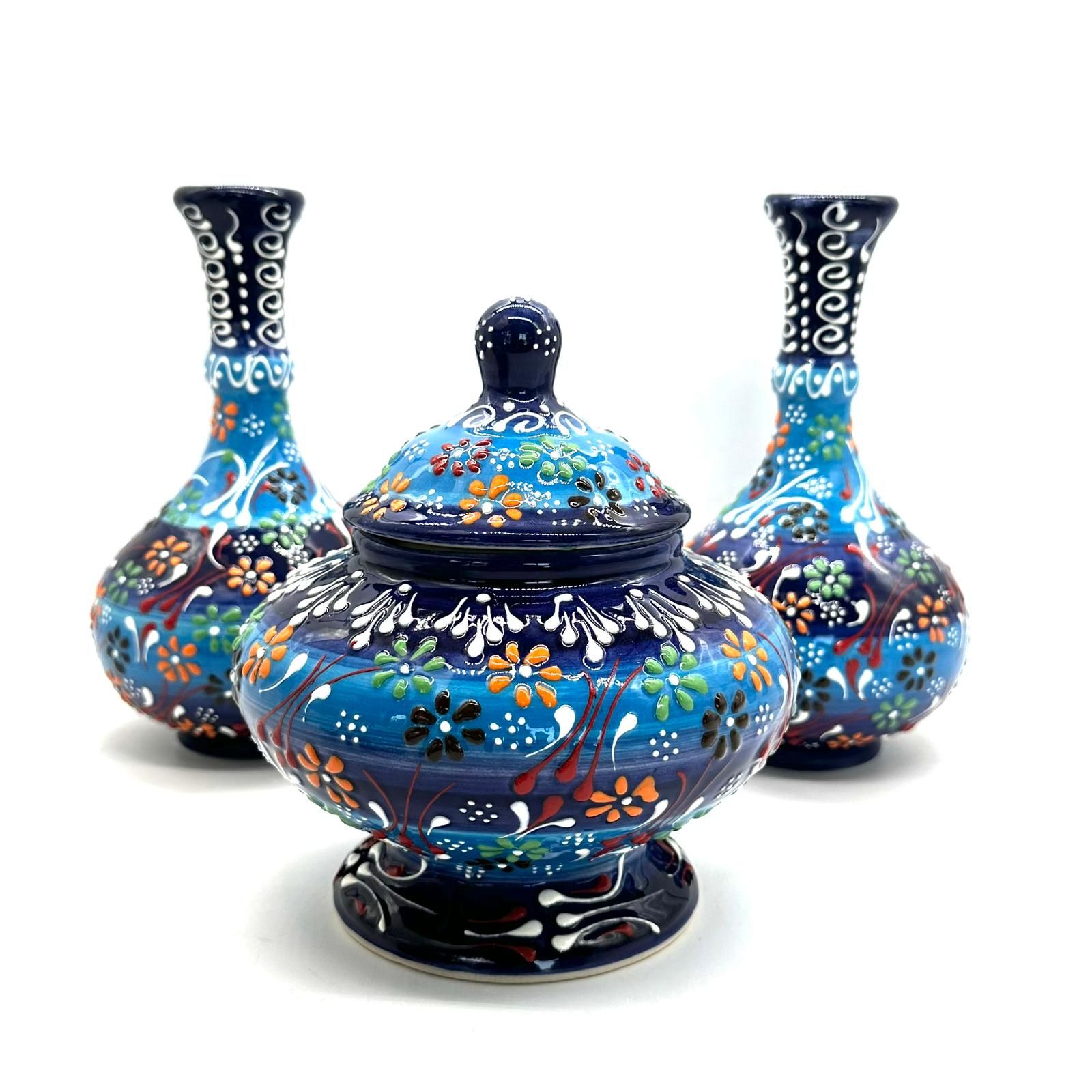 Oğuz Çini Dekoratif Ev Süsü Hediyelik Modern Seramik Kütahya Özel Şekerlik Set