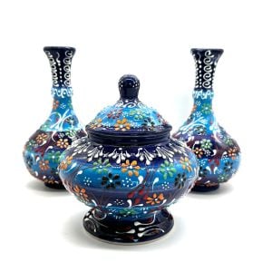 Oğuz Çini Dekoratif Ev Süsü Hediyelik Modern Seramik Kütahya Özel Şekerlik Set