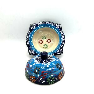 Oğuz çini Hediyelik Ev Süsü Dekoratif El İşlemesi Kare Şekerlik Set