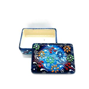 Oğuz Çini 10 cm Dekoratif Ev Süsü Şık Seramik Dikdörtgen Mücevher Kutusu