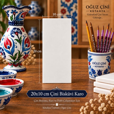 20x10 cm Çini Bisküvi Karo