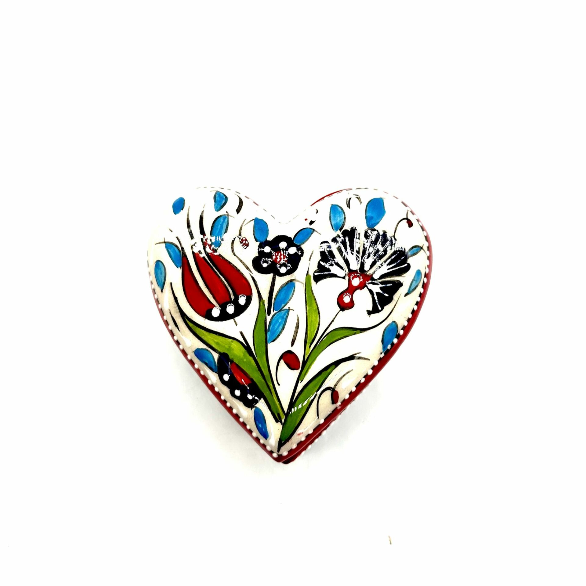 Oğuz Çini 10 cm Dekoratif Ev Süsü Kalp Mücevher Kutusu