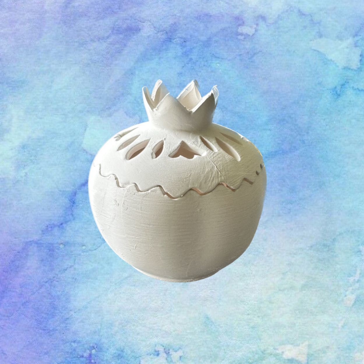 Oğuz Çini Dekoratif 14 cm Oymalı Mumluk Kapaklı Nar