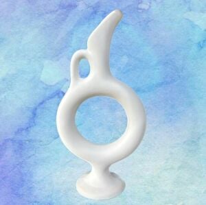 Oğuz Çini Modern Çini 20 cm Bisküvi Hitit Vazo