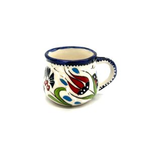 Oğuz Çini Dekoratif Şık Modern Seramik Lacivert 7cm Kapuçino Bardağı