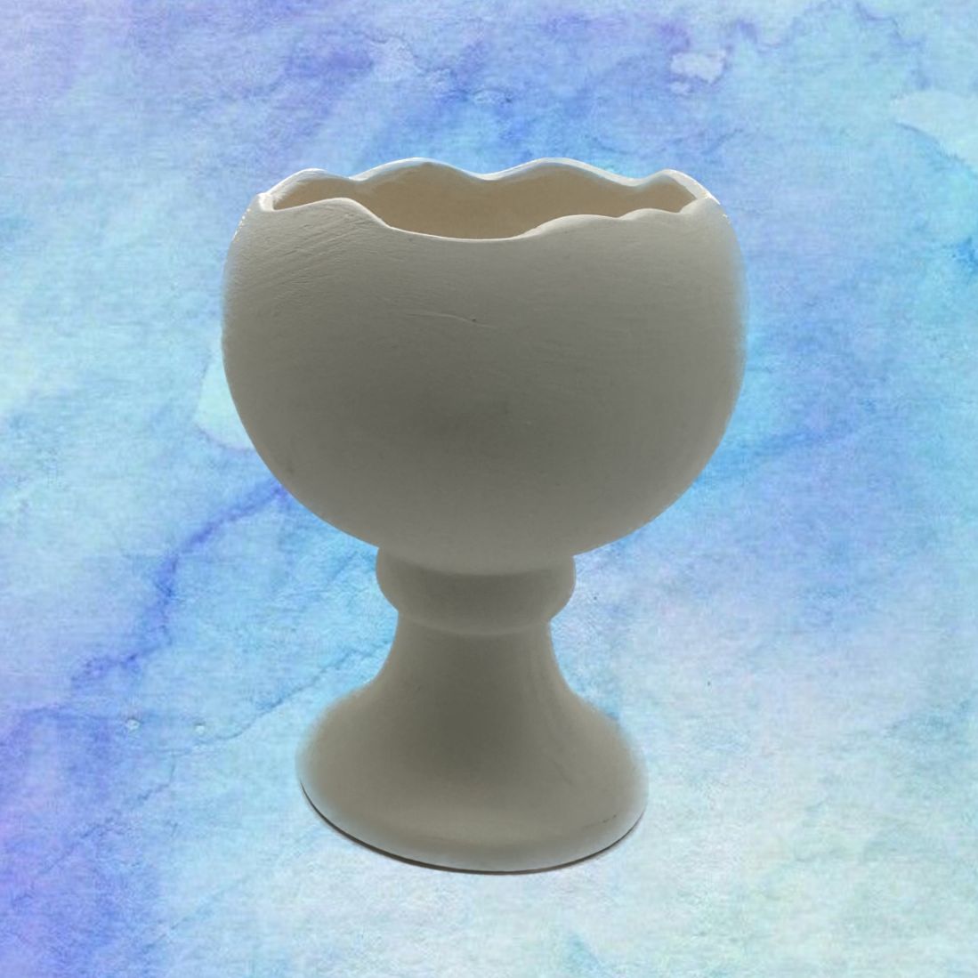 Oğuz Çini Modern Özel Tasarım Çini Bisküvi 14 cm Ayaklı Saksı