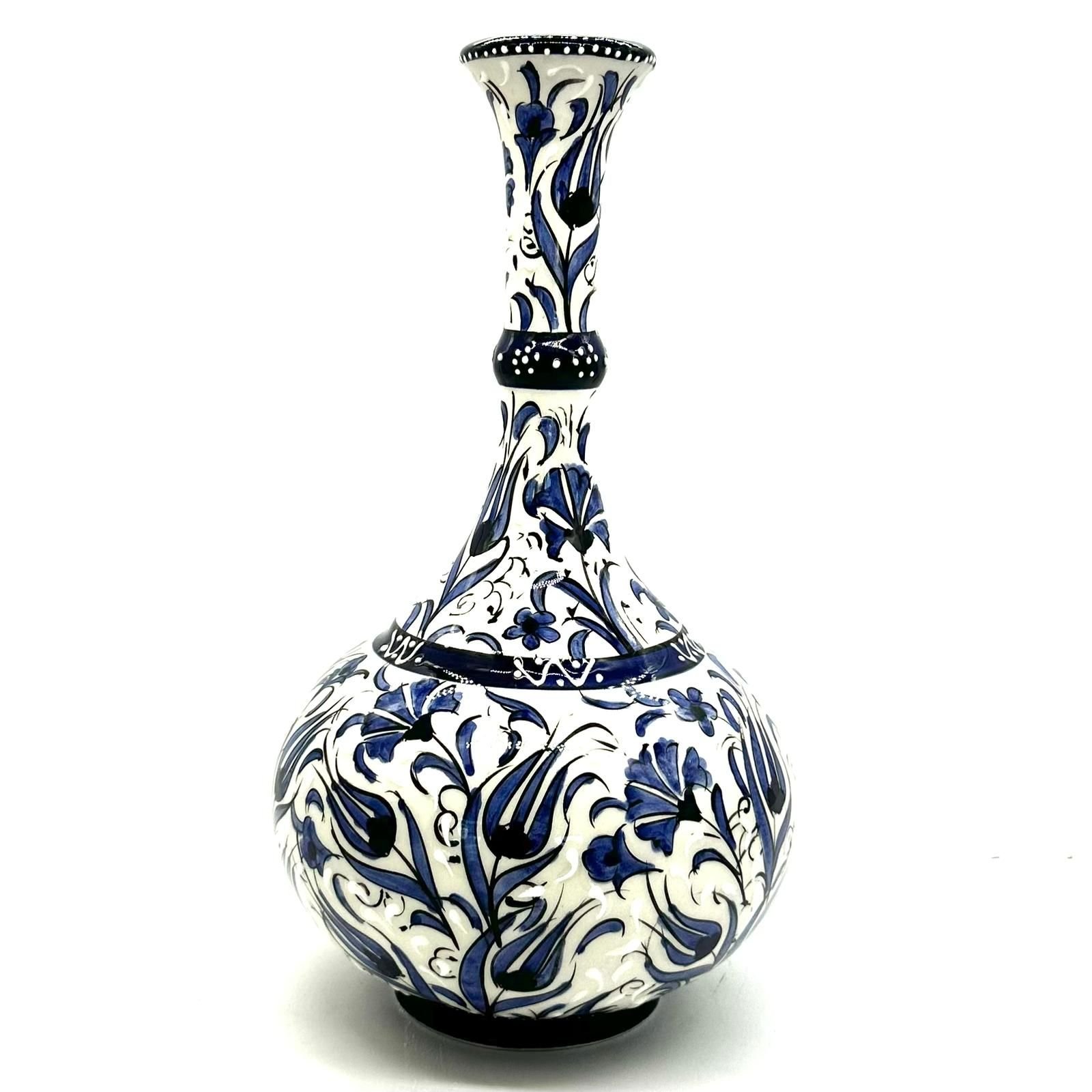 Oğuz Çini Dekoratif Şık Ev Süsü Modern Seramik  30 cm Gözyaşı Vazo