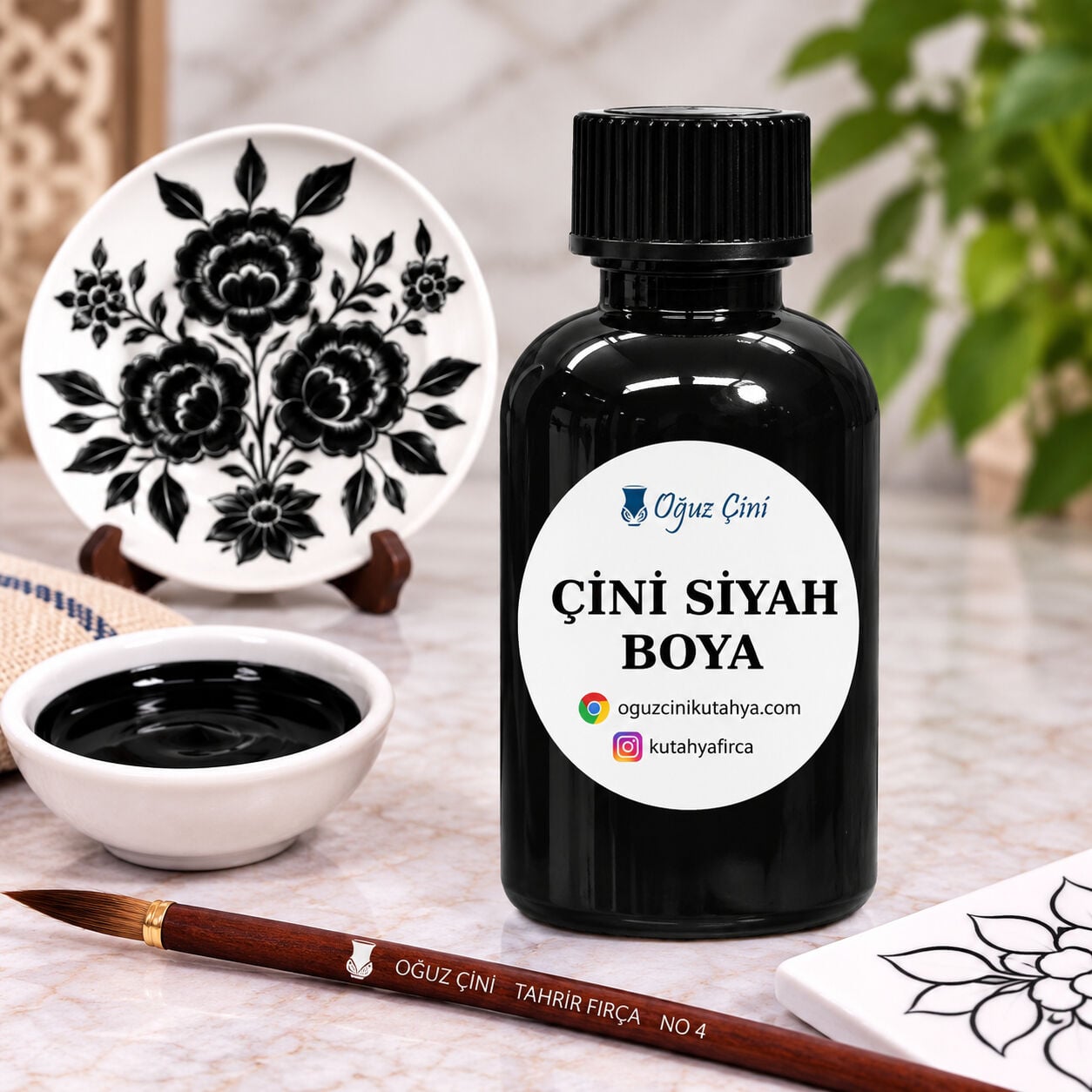 Siyah Çini Hazır Boya - Kütahya çini boyası ve sırçası