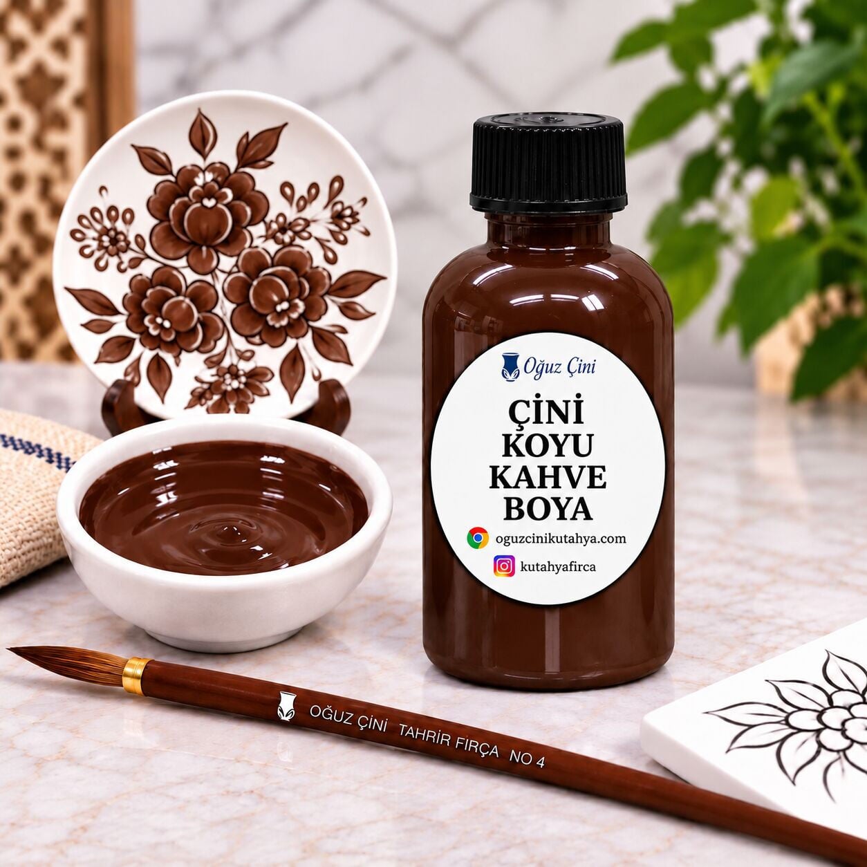 Koyu Kahve Çini Hazır Boya - Kütahya çini boyası ve sırçası