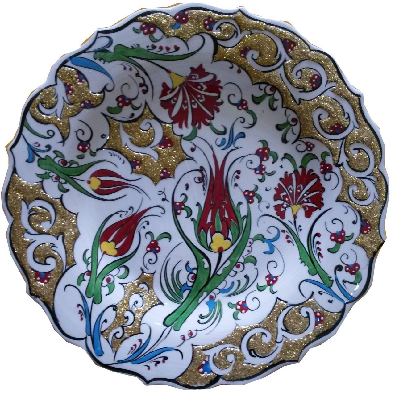 Oğuz Çini  30CM ÇİNİ YALDIZLI TABAK