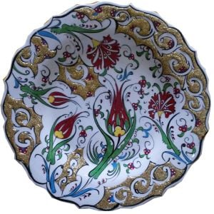 Oğuz Çini  30CM ÇİNİ YALDIZLI TABAK