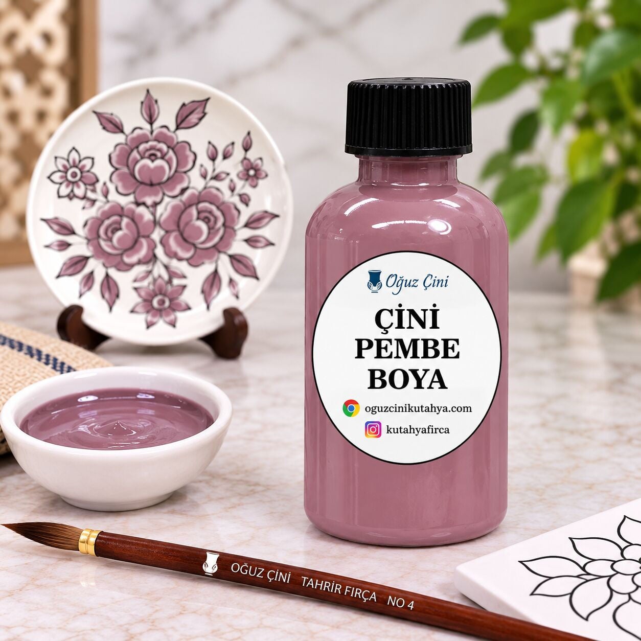 Pembe Çini Hazır Boyası - Kütahya çini boyası ve sırçası