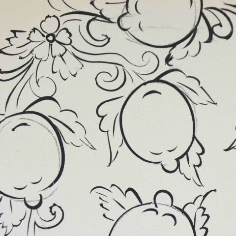 Boyanabilir 18cm Tahrirli Çini Bisküvi Tabak Limon Desenli