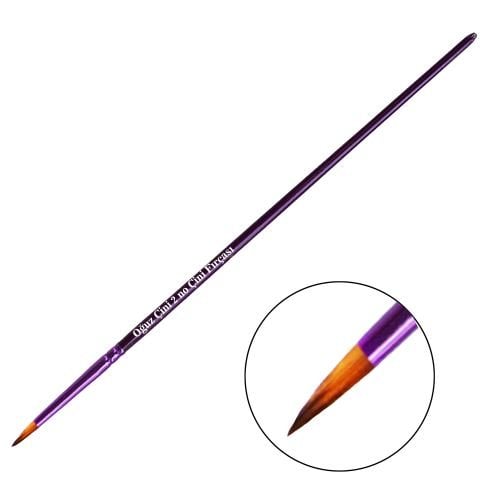 Oğuz Çini Tahrir Boyama Yuvarlak Uçlu Fırça 2 No