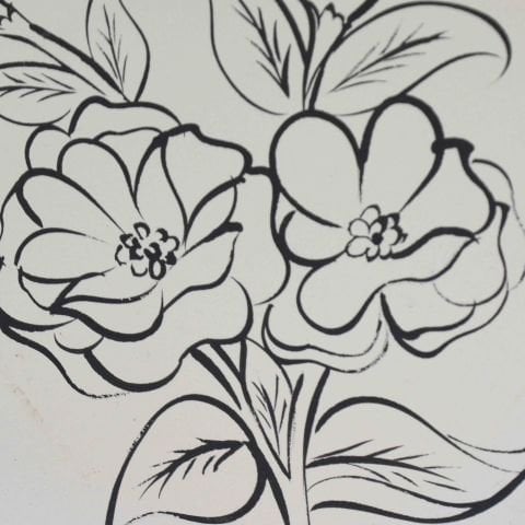 Boyanabilir 18cm Tahrirli Çini Bisküvi Tabak Gül Desenli