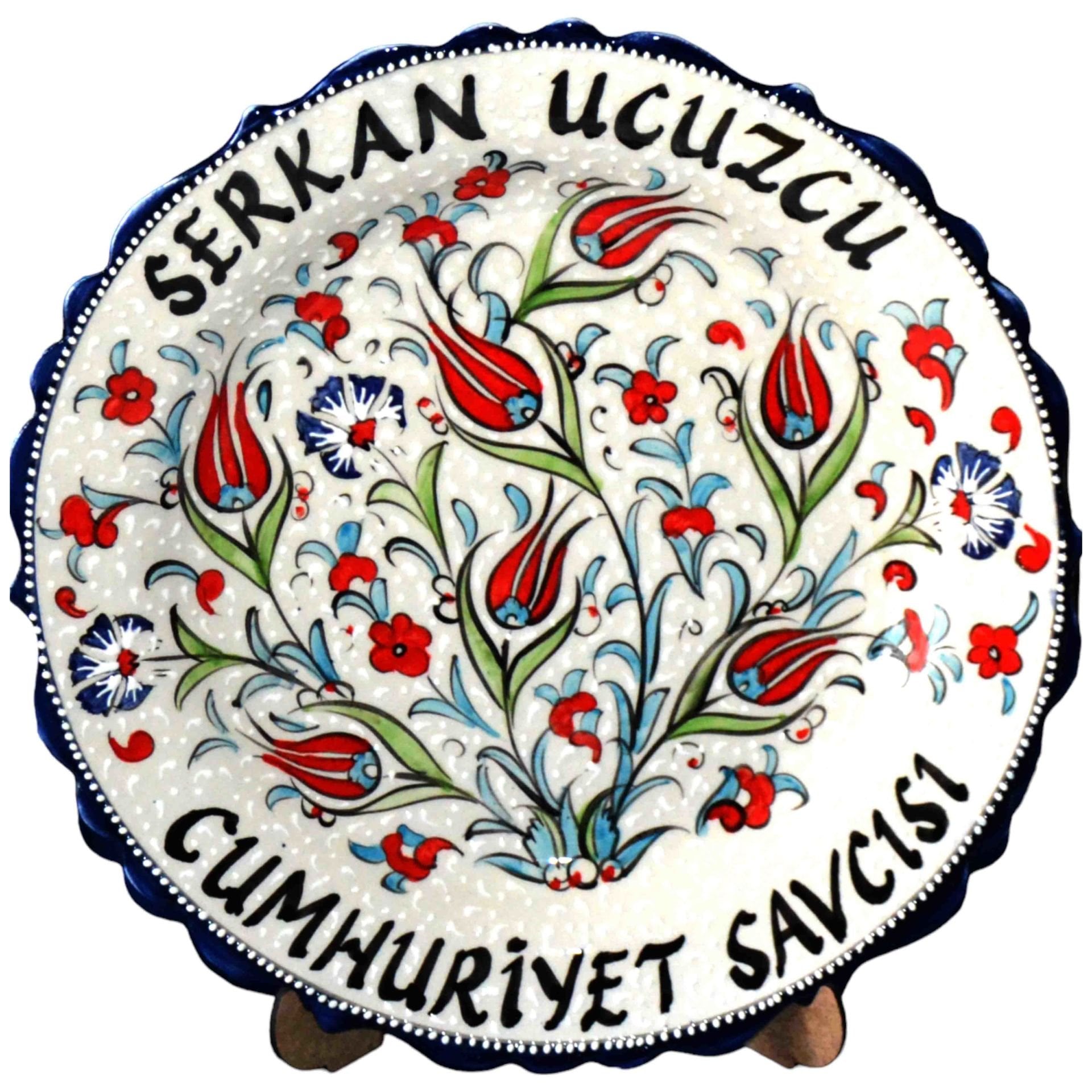 Kişiye Özel Çini Tabak 30 cm – El Yapımı İsim Yazılı