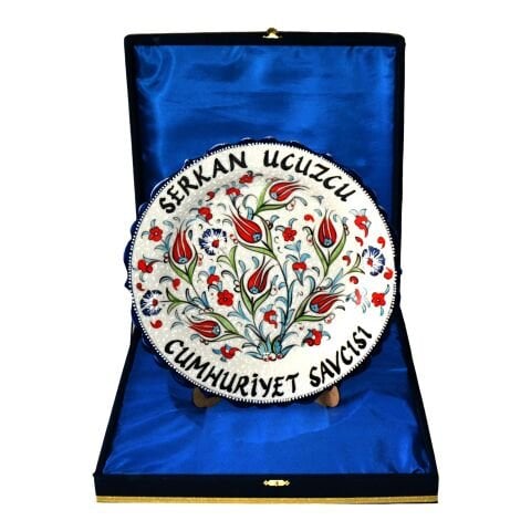 Kişiye Özel El Sanatı İsim Yazılı Çini Seramik 30 cm Tabak