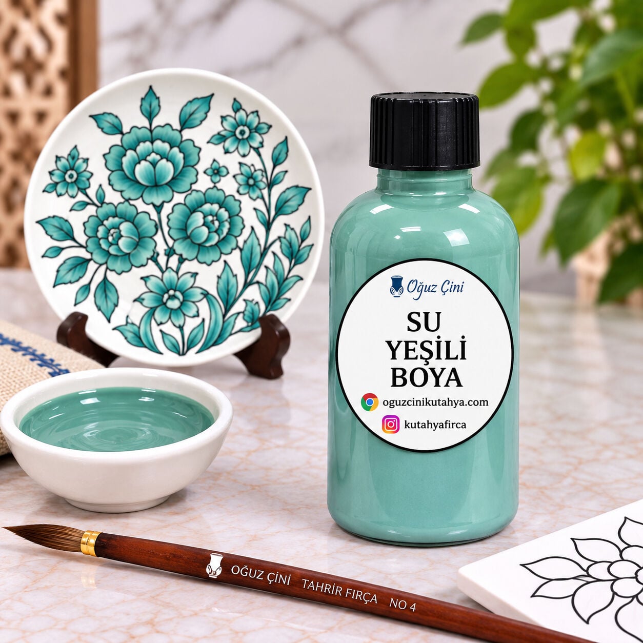 Su Yeşili Çini Hazır Boya - Kütahya çini boyası ve sırçası