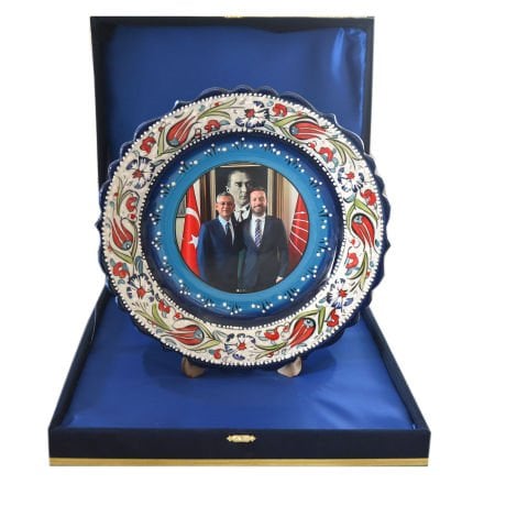 Kütahya Özel Baskılı Seramik Çini Logolu Promosyon Tabak 30cm