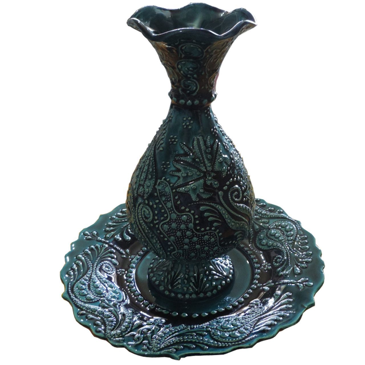 Oğuz Çini  1 TANE 30CM TABAK 1 TANE 30 CM SÜMBÜL VAZO