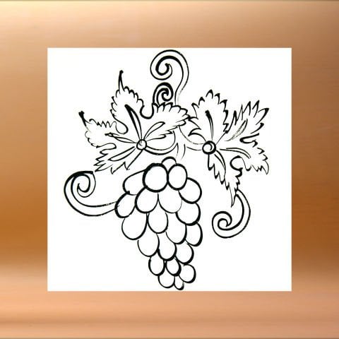 15*15 Kütahya Çini Tahrirli Karo Üzüm Desenli