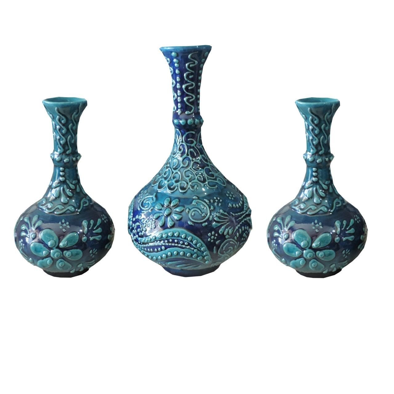 Oğuz Çini  2 ADET 15 CM VAZO 1 ADET 20 CM VAZO SETİ