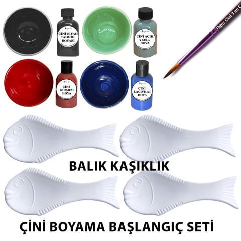 Balık Kaşıklık Çini Başlangıç Kendin Yap Boya Fırça Seti