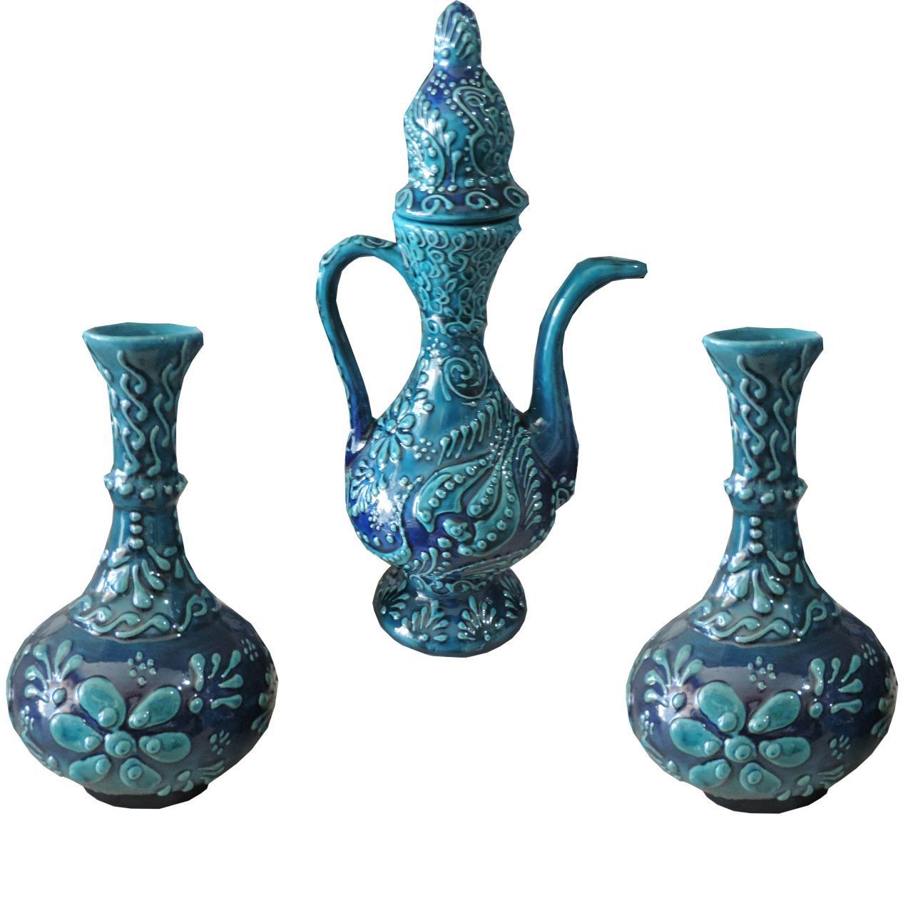 Oğuz Çini  2 ADET 15 CM VAZO 1 ADET 20 CM İBRİK SETİ