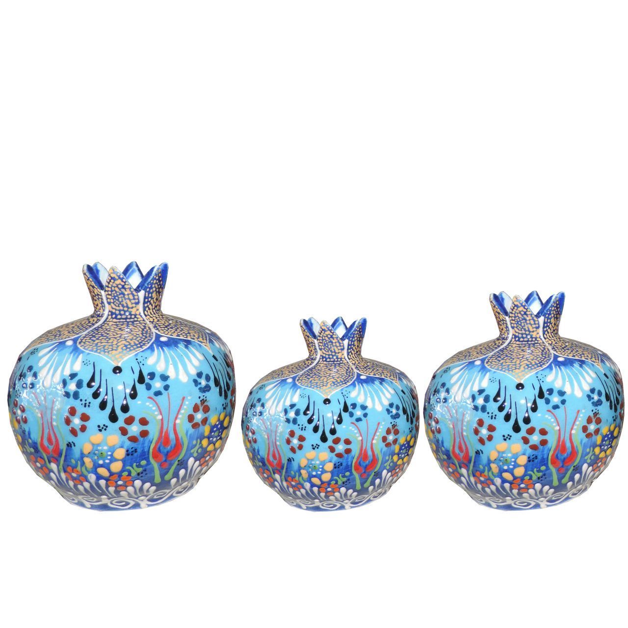 Oğuz Çini  ÜÇLÜ NAR SETİ MAVİ