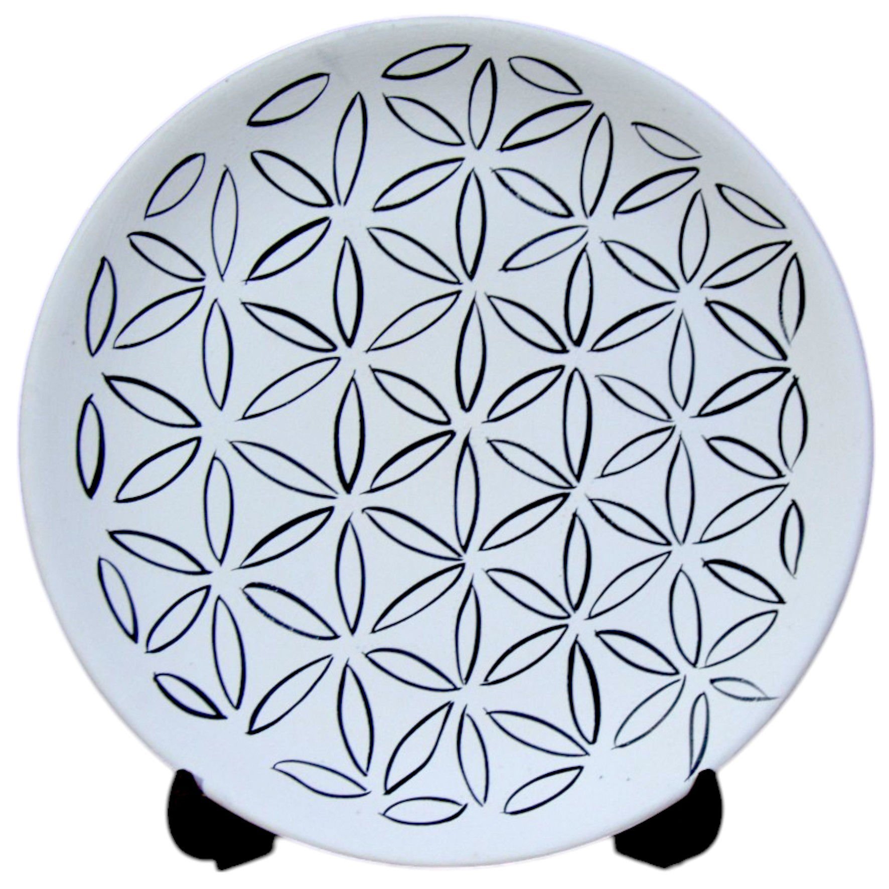 Boyanabilir Yıldız Desenli Tahrirli Çini Bisküvi Tabak