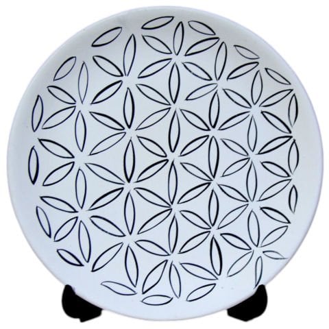 Boyanabilir Yıldız Desenli Tahrirli Çini Bisküvi Tabak