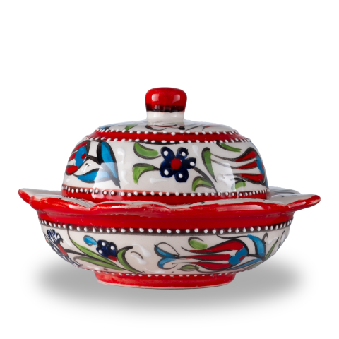 Hediyelik El İşlemesi Seramik Kare Şekerlik