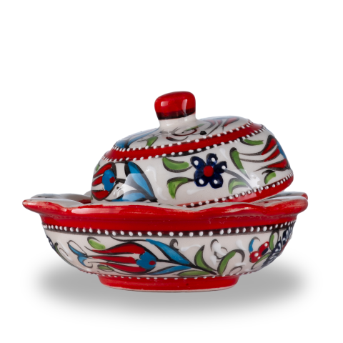 Hediyelik El İşlemesi Seramik Kare Şekerlik