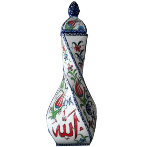 Oğuz Çini  Kare Vazo Ayetli