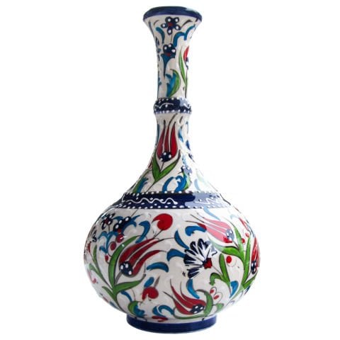 Oğuz Çini Dekoratif Şık Ev Süsü Modern Seramik  30 cm Gözyaşı Vazo LACİVERT