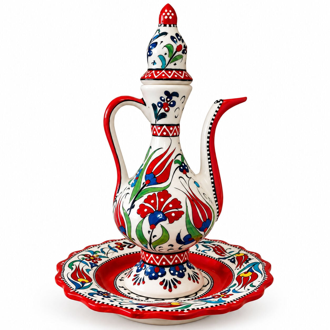 25 cm Kırmızı Kütahya Çini İbrik
