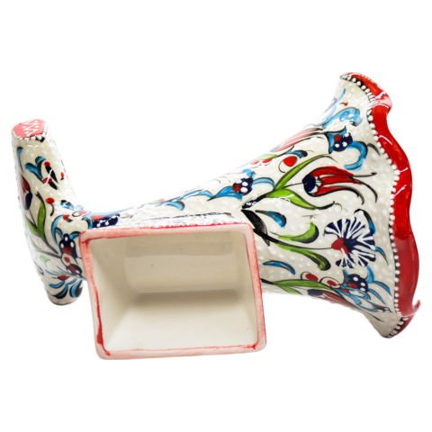 Modern Şık Dekoratif Seramik Ev Süsü 24 cm Gramafon KIRMIZI