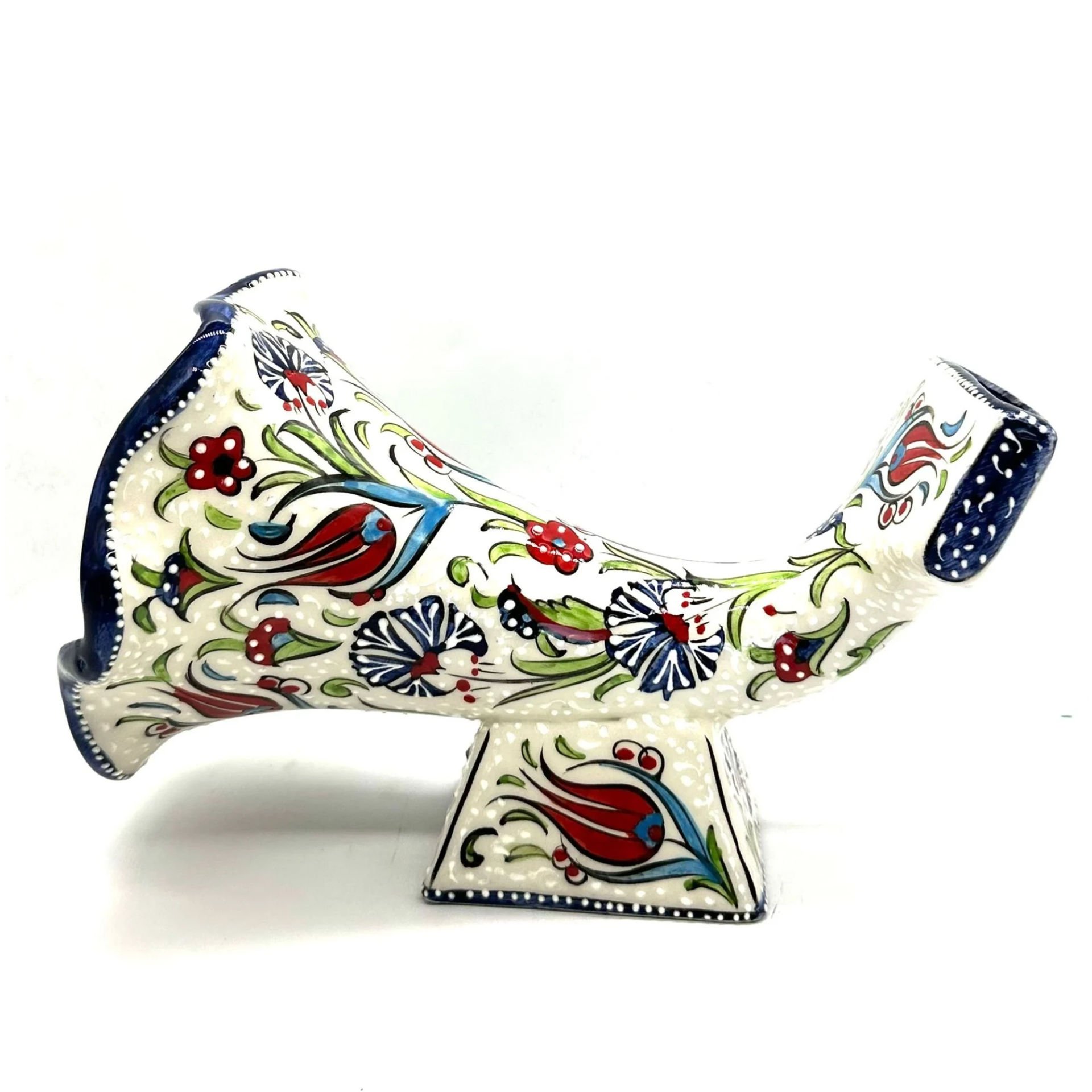 Modern Şık Dekoratif Seramik Ev Süsü 24 cm Gramafon LACİVERT