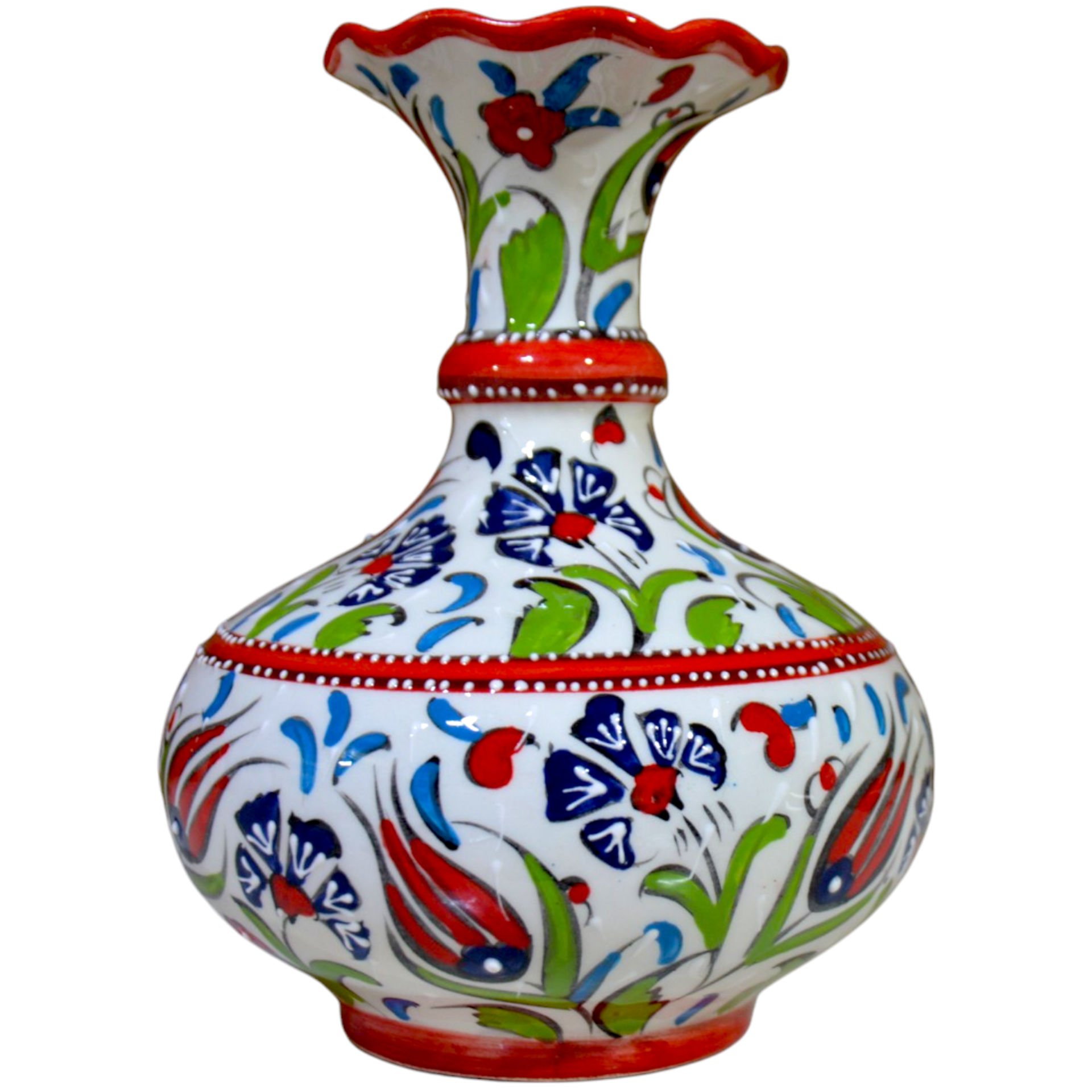 Dekoratif Ev Süsü Şık Modern 20 cm Geniş vazo KIRMIZI