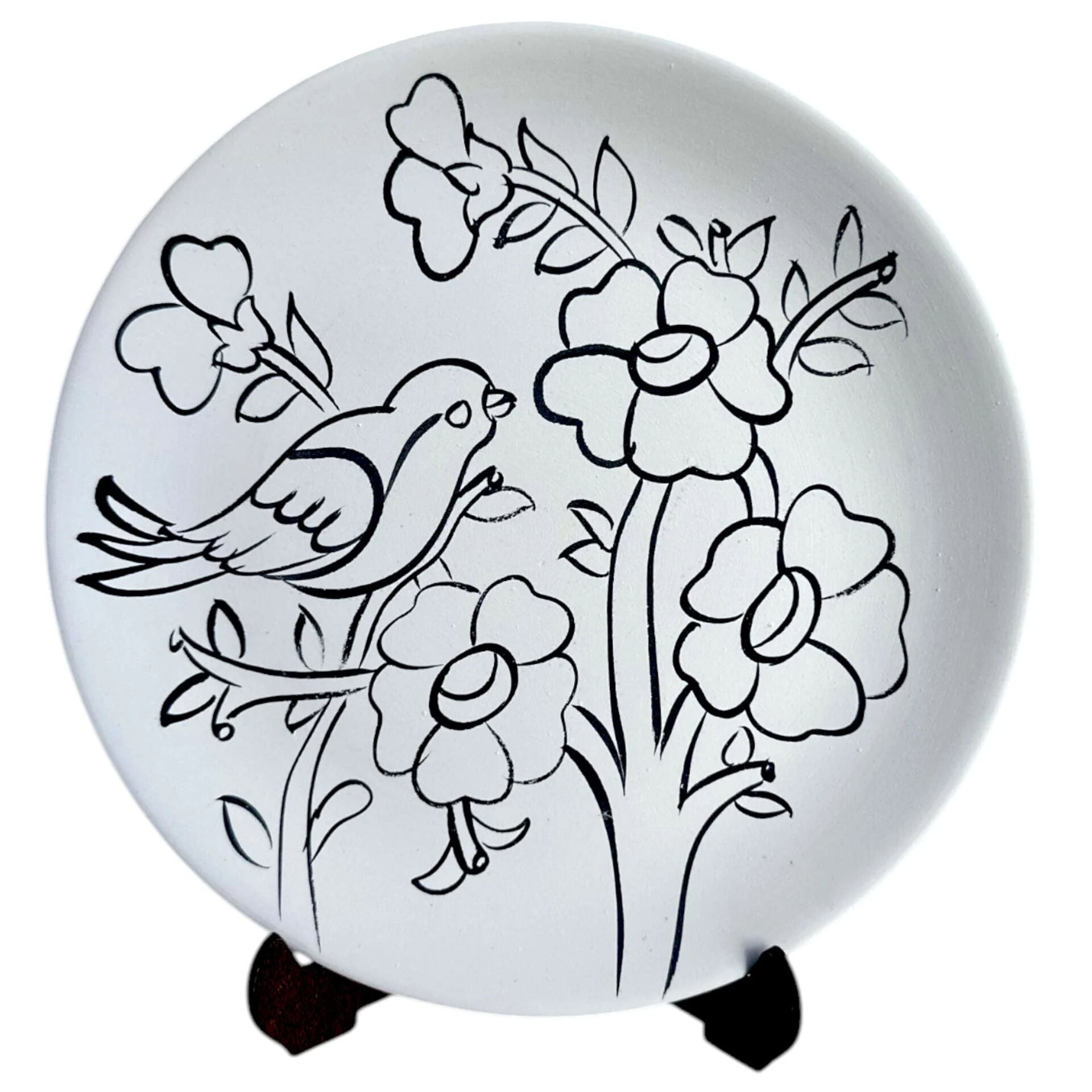18 cm Boyanabilir Kuş Motifli Çini Tabak