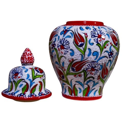 30 cm Hediyelik  Sehpa Konsol Süsü Kırmızı Samur Şah Küp