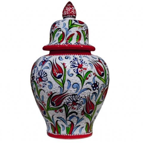 30 cm Hediyelik  Sehpa Konsol Süsü Kırmızı Samur Şah Küp