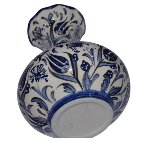 Dekoratif Ev Süsü Şık Modern 20 cm Geniş vazo Mavi Beyaz