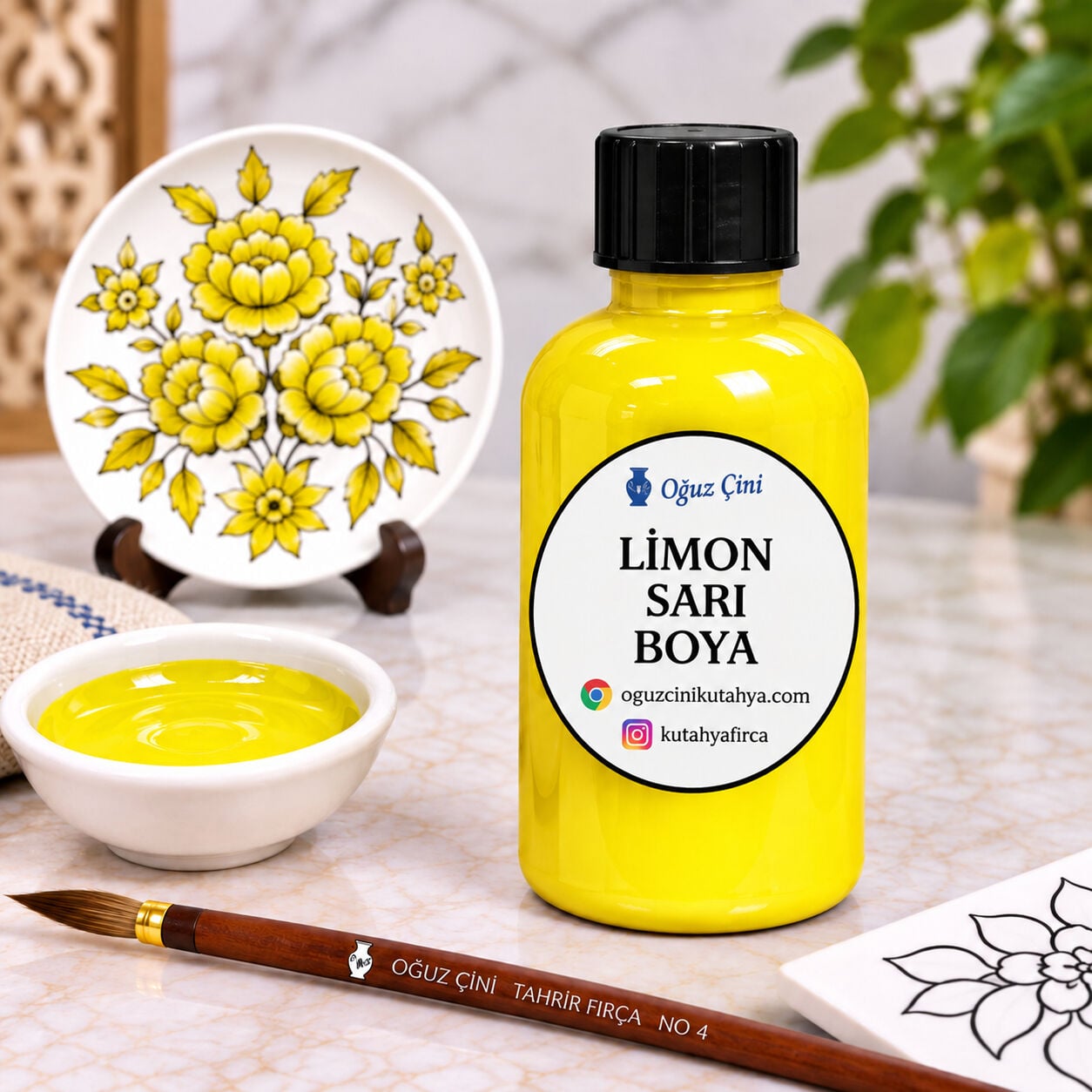 Limon Sarı Çini Boyası Sıraltı - Kütahya çini boyası ve sırçası