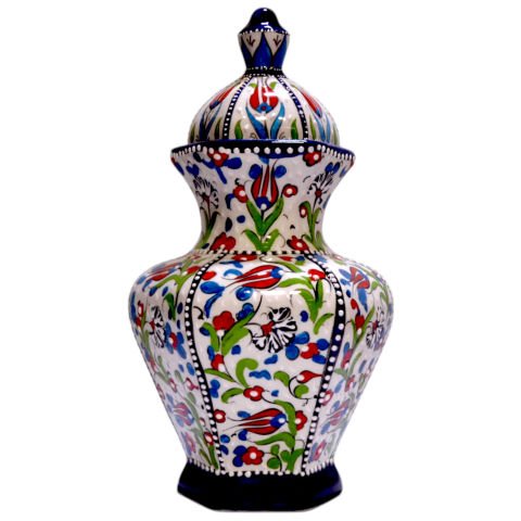 Oğuz Çini Dekoratif Şık Modern Seramik  Altıgen Küp LACİVERT